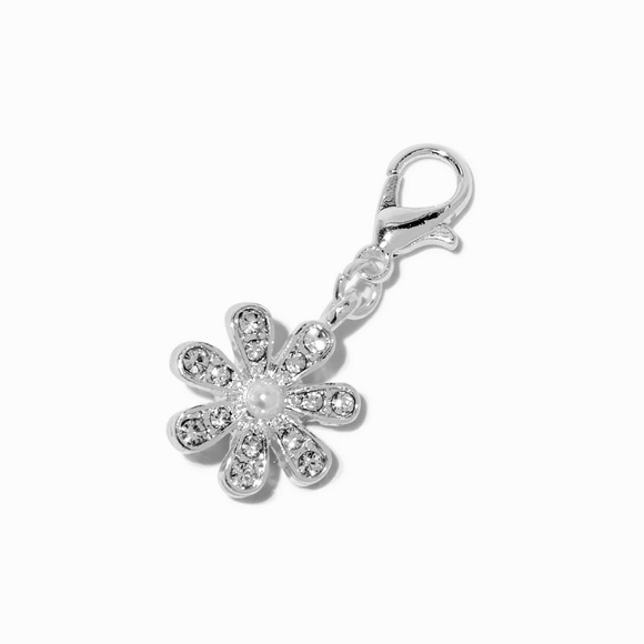 Jewelry - Brand New, Pavé Daisy Charm in Silver-tone with Lobster Clasp Closure